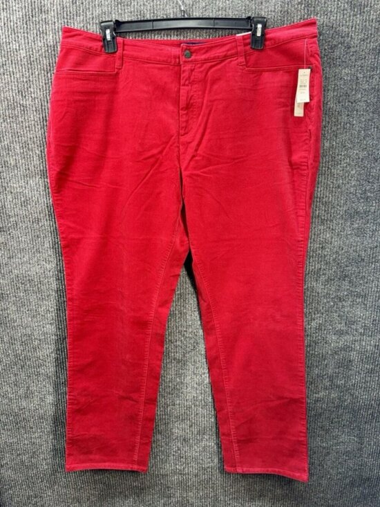 Talbots Pants - Talbots Pants 20W Simply Flattering 5 Pocket Corduroy Straight Red Slimming NEW